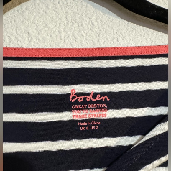 BODEN  Striped Long Sleeve Top - Size 2 - Excellent Condition - Picture 4 of 5